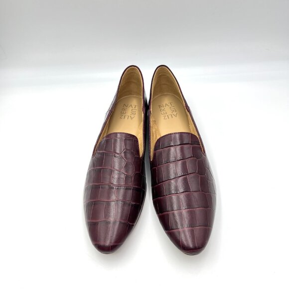 Naturalizer Womens Size 9.5 9.5M Lorna Red Croc Leather Flats Loafers Shoes - Picture 2 of 14